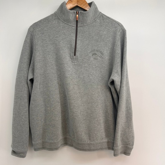 Tommy Bahama Women's L Gray 100% Cotton Quarter Zip Pullover Sweatshirt Casual - Picture 2 of 7